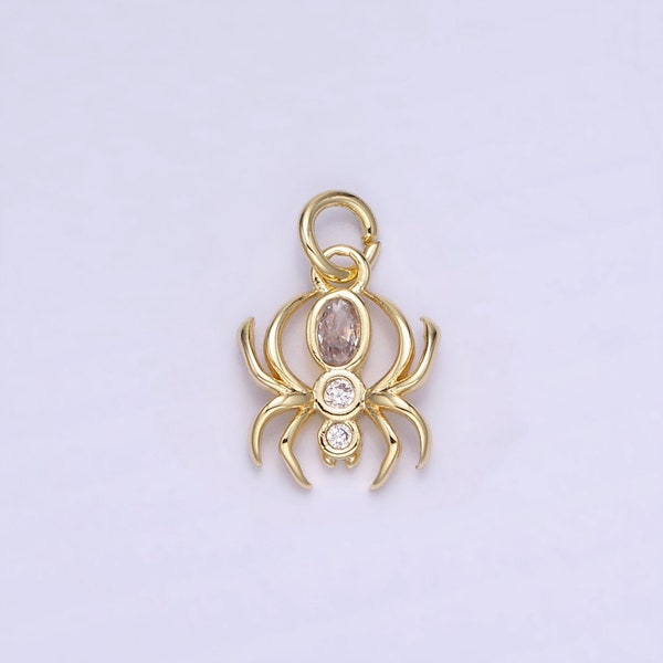 14K Gold Filled CZ Black Widow Spider Insect Animal Charm | AG-746