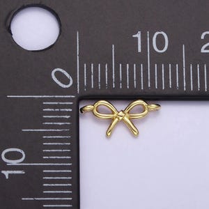 Mini 14k gold filled bow charm connector 11mm tiny bow link connector for bracelet necklace supply jewelry making | g391, sl-490
