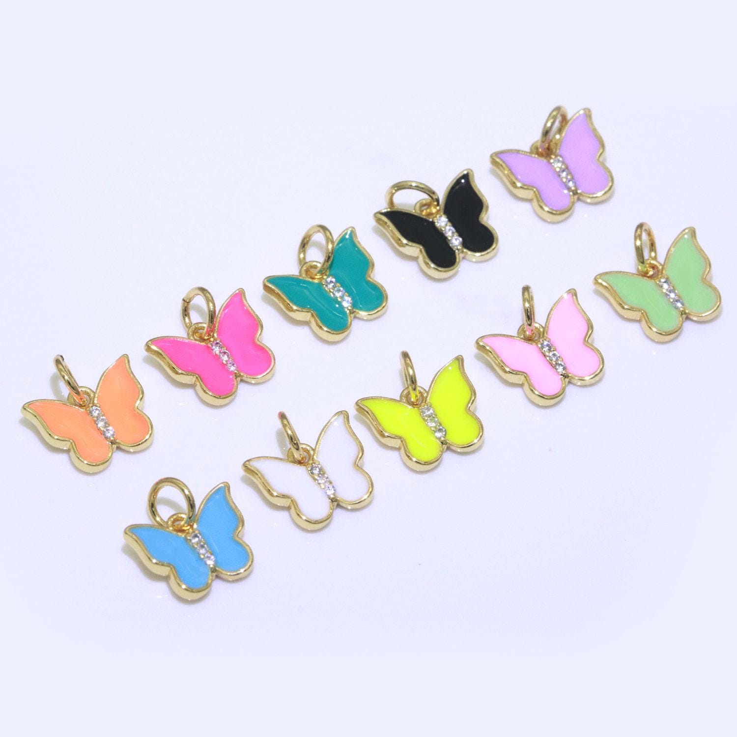 1pc enamel color butterfly charm, dainty gold monarch charm for necklace, bracelet, earring charm mariposa jewelry making