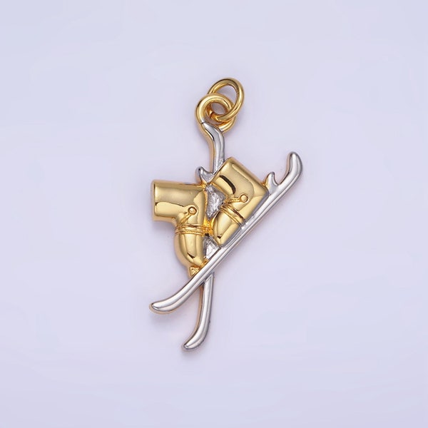 14k Gold Filled Ski Shoes with Silver Skates Charm | AG-627