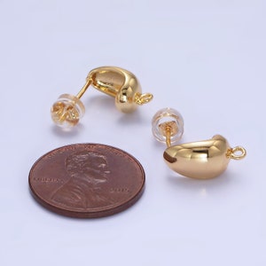 Bold Teardrop Stud Earrings Chunky Hoop Earrings with Small Loop for Charm in  Gold Filled for Earring Supply Component for Jewelry Making