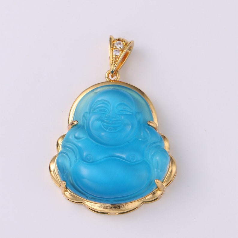 1x Gold Buddha Pendant Laughing Buddha Buddhism Religious Jewelry Making Statement Necklace Jewelry Making Supply,O152, O157, O162 Aqua