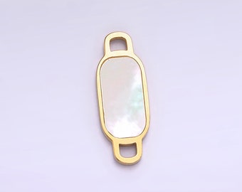 Pearl Long Oval Charm Connector Dainty Tag Link Connector for Bracelet Necklace Supply P-1251