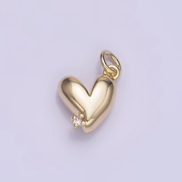 Mini 14k Gold Filled Heart Charms Small CZ Micro Pave Love Charm for Bracelet Necklace W-528