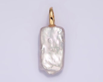 Charm perle d'eau douce naturelle de forme organique breloque perle remplie d'or 1 pièce Fournitures pour la fabrication de bijoux P1604