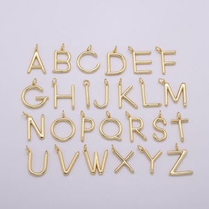 Dijes de letras doradas, dijes personalizados, dijes de iniciales, dijes de pulsera, mini dijes colgantes para dije de collar 20 x 14 mm, alfa-15
