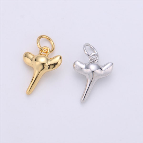 Mini Gold Shark tooth charm Silver tooth charm 14k gold Filled shark tooth pendant D-200