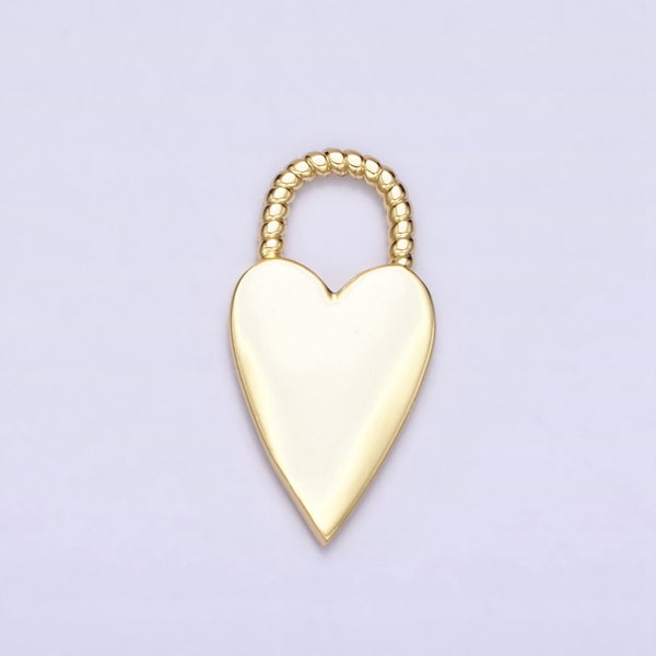 16K Gold Filled Heart Love Twisted Handle Padlock Charm | AC1177