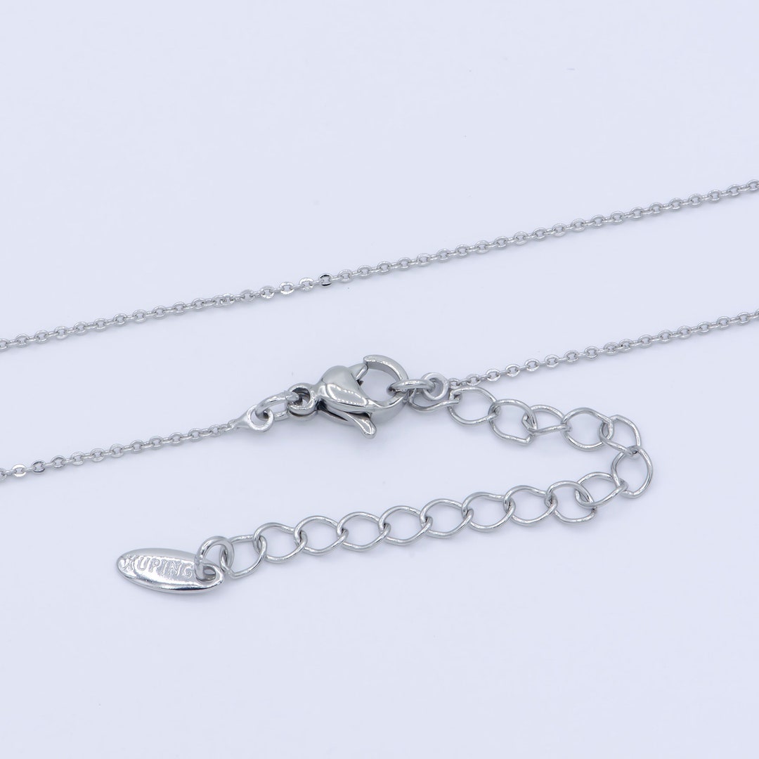 1pc 15.5'' 2 Extender Ready to Use White Gold Round Curb Rolo Necklace ...