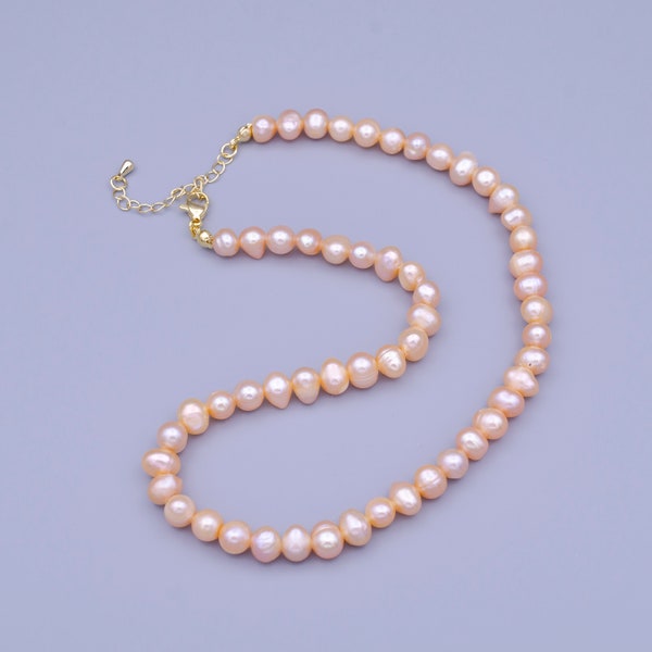 Dainty Pink Pearl Choker, Baroque Pearl necklace, Irregular-shaped pearl necklace, Freshwater pearl choker Necklace 14 inch WA1463