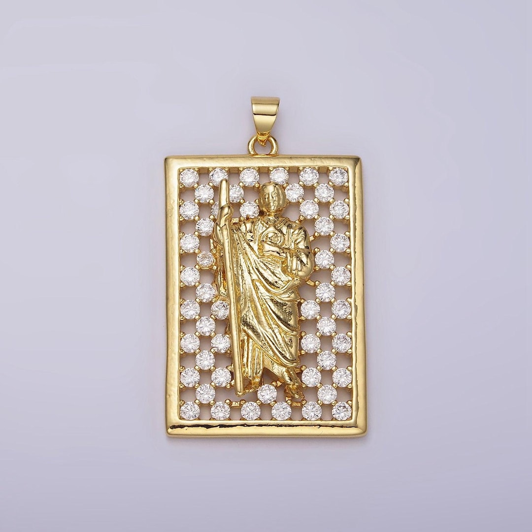 Gold St Jude Medallion Saint Jude Necklace Pendant Patron Saint Jude ...
