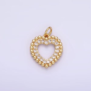 Small Heart Charm - Cubic Solitaire Dainty Gold Mini Heart Add On Charm - Dainty Heart - Love Inspired Gold  Heart Pendant C322