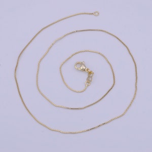 0.8mm Dainty Chain Box Necklace, 14k Gold Filled 18.0" or 20.0" Simple Box Link Ready to Wear Necklace | WA-1111