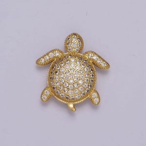 Cubic gold turtle bracelet bead spacer tortoise beads, gold cz beads mini turtle bead b-225
