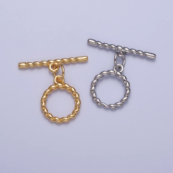 24K Gold Plated Rope OT Toggle Clasps Twisted End Clasp for Jewelry Handmade Making Bracelet Necklace Bar Fancy Clasp Z101