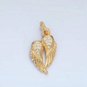 Double Angel Wing Micro Paved CZ Charm | X-291