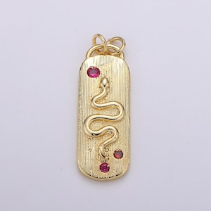 24k gold filled snake pendant charm, dainty tag pendant charm,  pendant gold serepent charm for diy jewelry