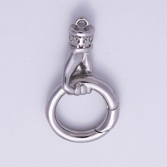 Silver Hand Charm Holder 28.9mm Victorian Style Ring Connector