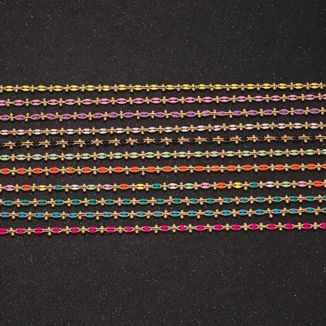 Good Colorful Chain Dainty Multicolor Enamel Cable Chain by Yard, Colorful Enamel Chain ...