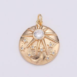 Étoile du nord dans la galaxie breloque en or 18 carats, breloque astéroïde, pendentif planétoïde, breloque pièce de monnaie étoile, breloque sirius, breloque étoile cubique