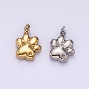 Stainless steel dot pawprint pet animal minimalist charm in gold & silver | p1309