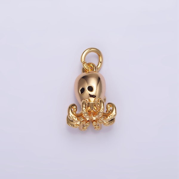 16K Gold Filled Black-Eyed CZ Octopus Squid Add-On Charm | AG-011