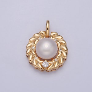 Dainty Pearl Charm Genuine Shell Pearl Pendant Vintage Bridal Wedding Jewelry, Pearl Component For DIY Jewelry Making I-045