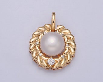 Dainty Pearl Charm Genuine Shell Pearl Pendant Vintage Bridal Wedding Jewelry, Pearl Component For DIY Jewelry Making I-045