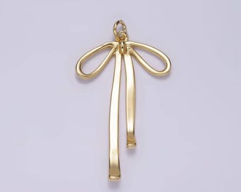 14k goud gevuld 30 mm strik minimalistische bedel | ag494