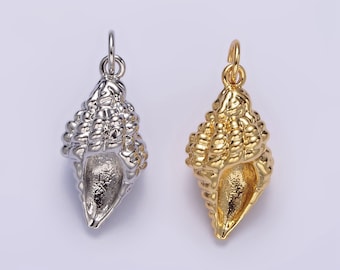 14K Gold Filled 20mm Ocean Clam Sea Shell Add-On Charm in Gold & Silver | N1083 N1084