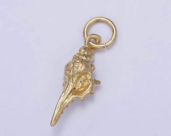 Dainty gold conch sea shell pendant micro summer ocean snail shell charm | diy fashion jewelry add on necklace bracelet | n-869