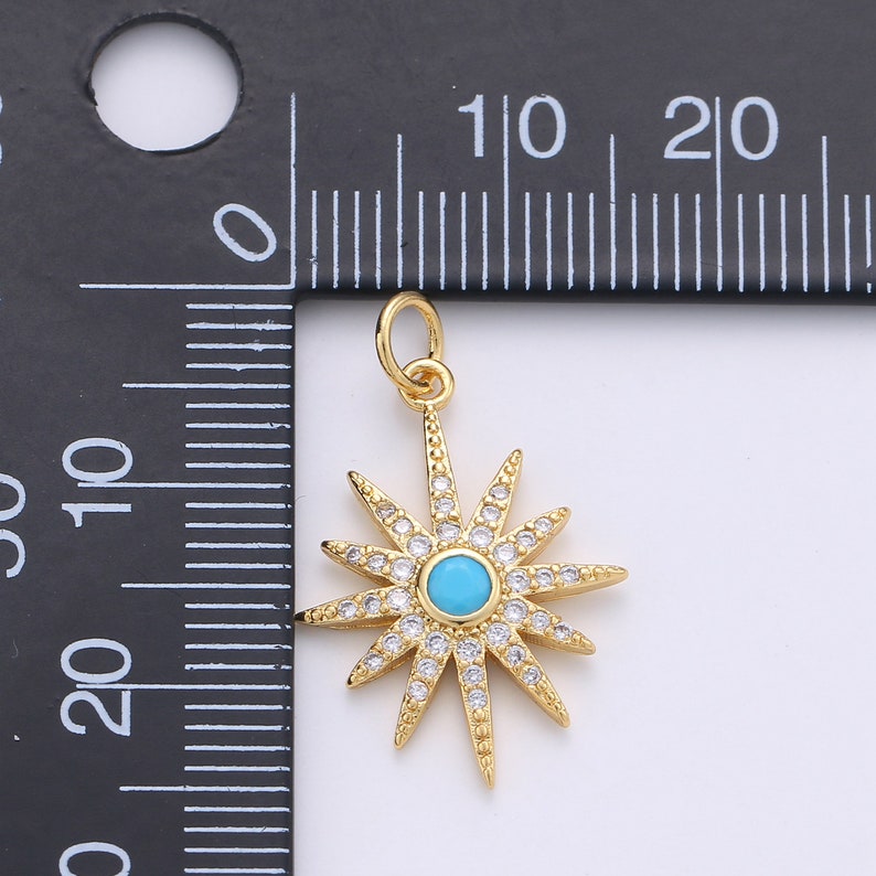 For DIY Necklace Bracelet Earring 1pc 24k Gold Filled Micro Pave Star Charm Blue North Star Moon Pendant Charm Gold Filled Charm