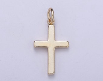 Gold Filled cross pendant, Simple Cross Charm, DIY Religion Jewelry Making Findings N-359