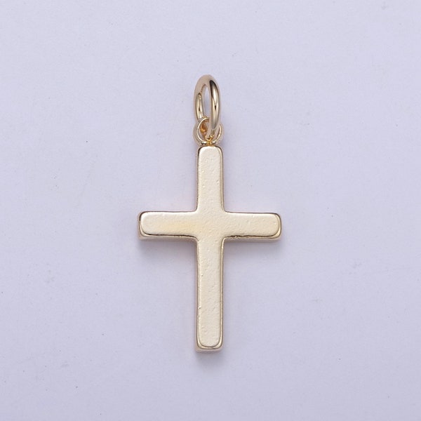 Gold Filled cross pendant, Simple Cross Charm, DIY Religion Jewelry Making Findings N-359