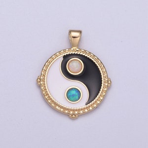 Dainty Opal Yin Yang Pendant 14k Gold Filled YinYang Charm Yoga Relationship Couple Y2K Jewelry H-342