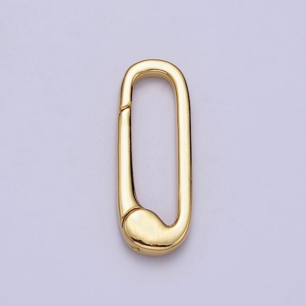 Gold Push in Oval Clasp For Charm Holder Clasp Pendants, 23.8x8.9mm, clasp enhancer Necklace Component Z-38