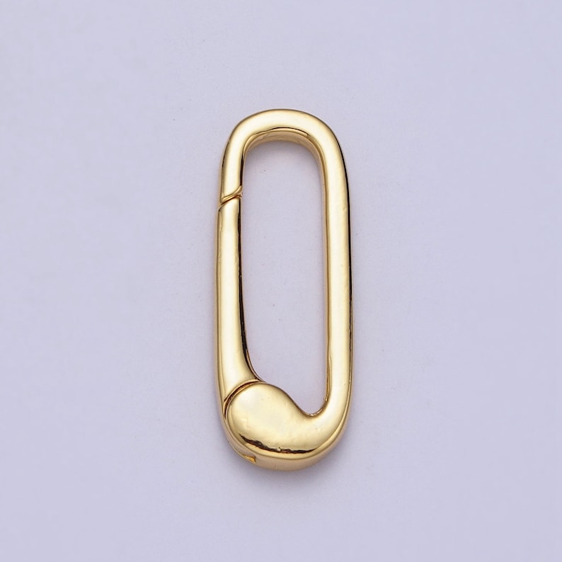 Gold Push in Oval Clasp For Charm Holder Clasp Pendants, 23.8x8.9mm, clasp enhancer Necklace Component Z-38 image 1