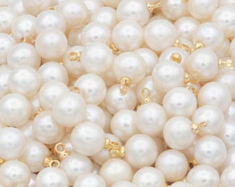 Freshwater pearl white round pearl ball gold filled charms p-1822