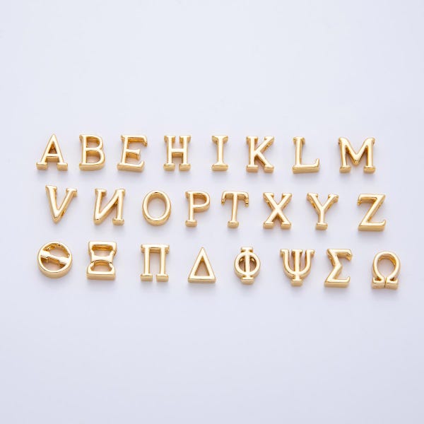 Zierliche Gold Füllen griechischen Buchstaben Charme Sorority Brüderlichkeit griechischen Buchstaben Perlen gam Omega Pi Delta Phi griechischen Alphabet erste Charme AF235-246