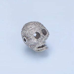 1pc cubic silver skull crown spacer bead, for diy jewelry making charms spacer beaded bracelet, bead size 17 x 13 mm b-062