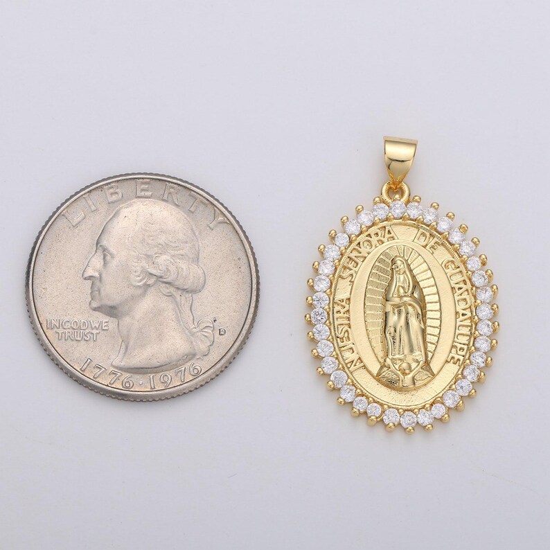 1pc Gold Micro Pave Lady Guadalupe Charm, Cubic Zirconia Virgin Mary ...