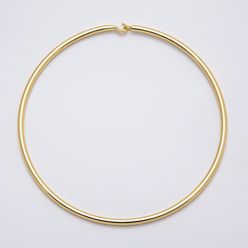 Minimalistiskt tjockt guldpläterat chokerhalsband starkt manschetthalsband för personliga charmpärlor smycken WA-4277 CHARMS-00750-752 Necklace Only