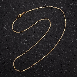 17.5 inch satellite chain gold dainty tube cable link necklace ready to wear for jewelry making w/ clasp for jewelry making supply wa-1544