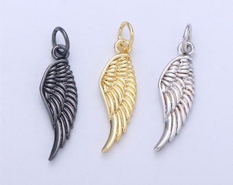 Small angel wing charm, gold angel wing charm, silver wings, black guardian angel wing charm add on charm for necklace bracelet earring