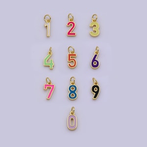 Mini Enamel Number Charm 14k Gold Filled Number Charm Personalized Jewelry Colorful Birthday Lucky Number Age for Necklace Earring Bracelet