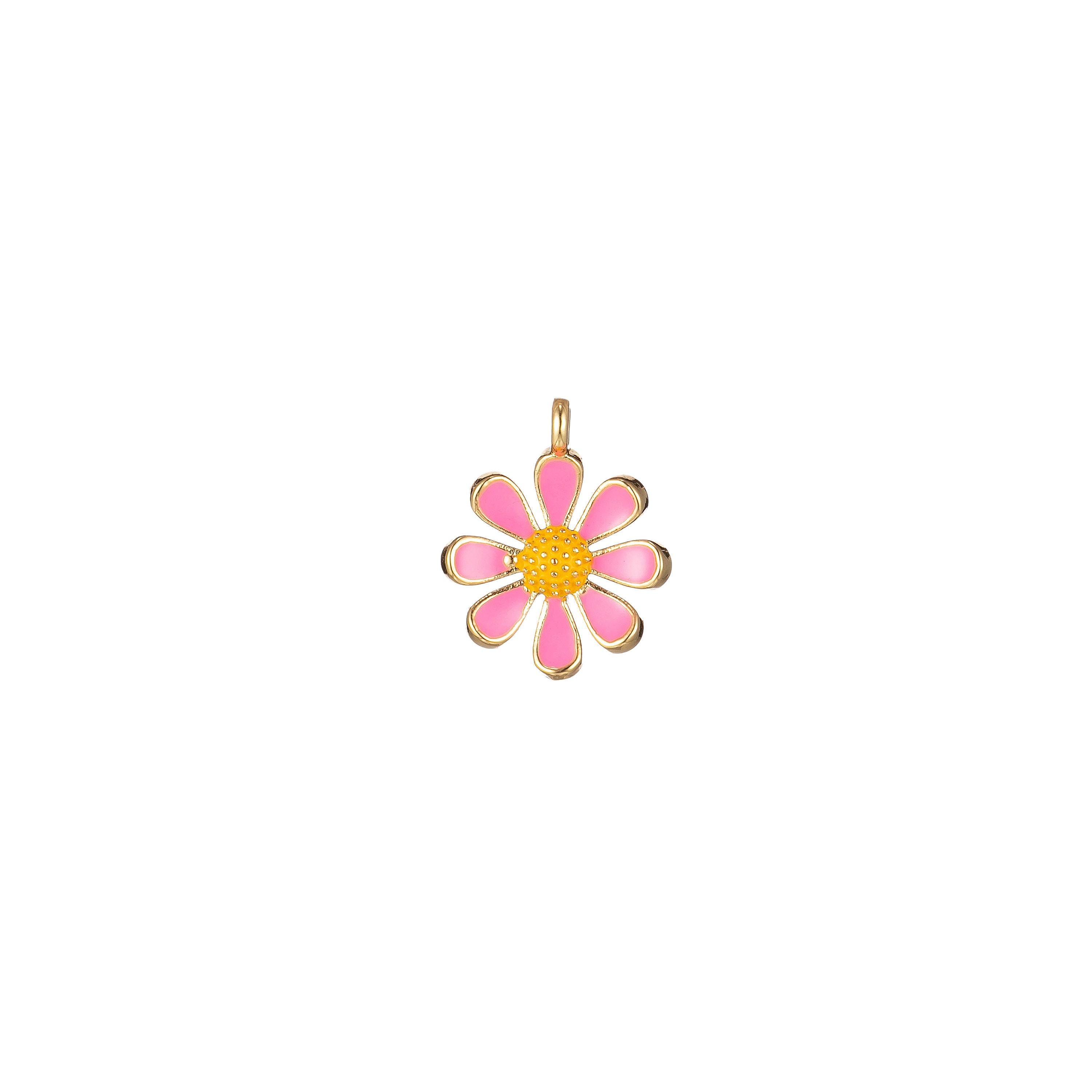 Dainty Colorful Daisy Flower Shape Pendant, 14kgold Filled Daisy
