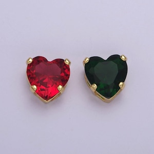 Dainty cz heart spacer bead, gold filled heart spacer beads pink greem cz spacer beads, small heart spacers for bracelet necklace