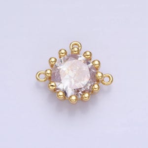 Mini clear 17mm round cz cubic zirconia dotted triple loop link connector | y-825