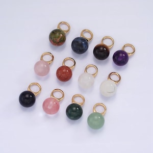 14k gold filled charm natural gemstone howlite amethyst rose quartz labradorite tiger eye round ball bail pendant | ag367