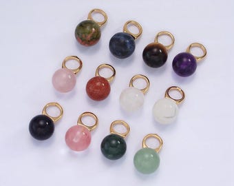 14k gold filled Charme natürliche Edelstein Howlith Amethyst Rosenquarz Labradorit Tigerauge runde Kugel Anhänger | ag367